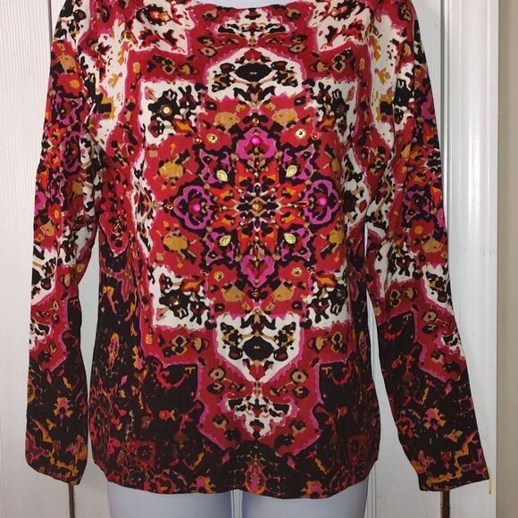 Ruby Rd fall light weight embellished petite  sweater  Sz M petite NWOT - Picture 2 of 6